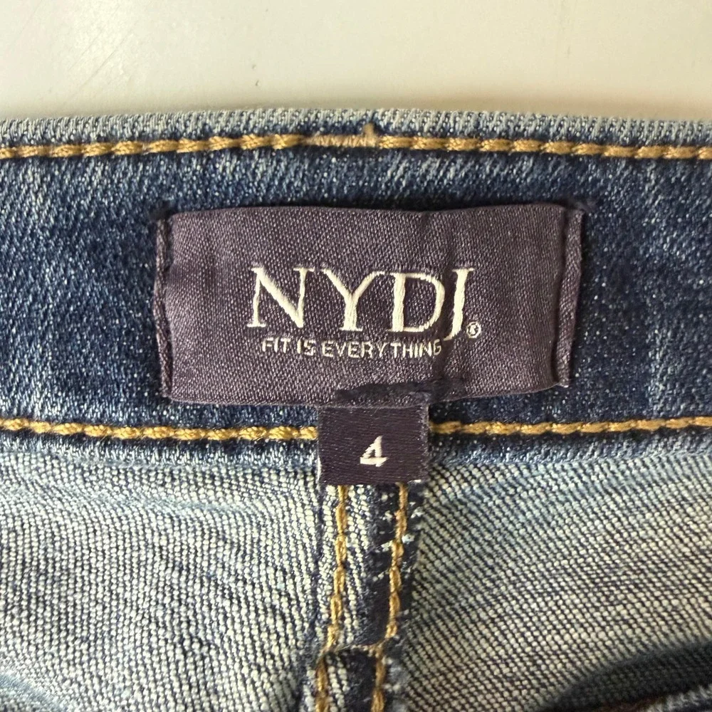 NYDJ Jeans‎ Womens 4 Blue Marcel Straight Crop Medium Wash Lift Tuck Ankle Zip